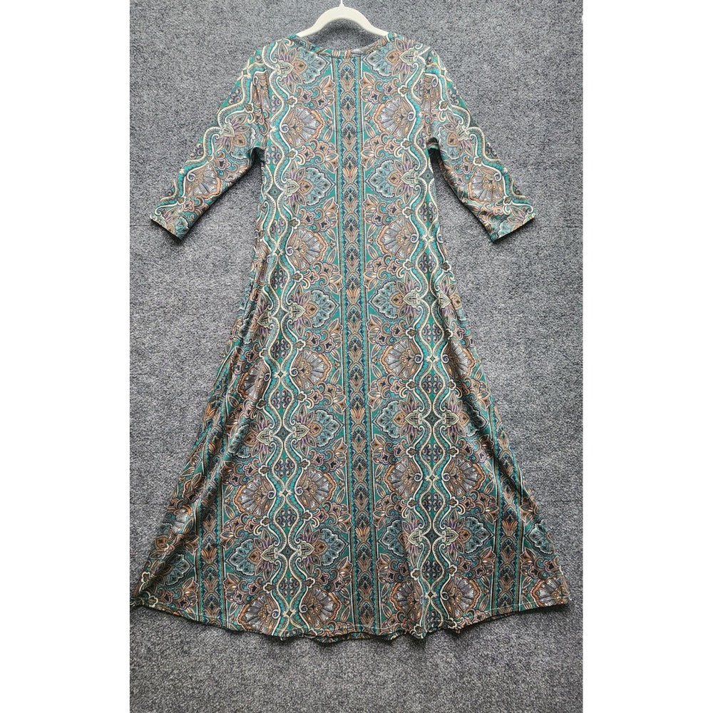 Soft Surroundings Cotton Modal Paisley Boho Swing Maxi Dress XS Small 3/4 Sleeve - Picture 10 of 10
